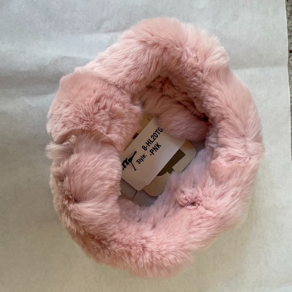 Ella Knit Rex Rabbit Fur Knot Headband in Soft Pink